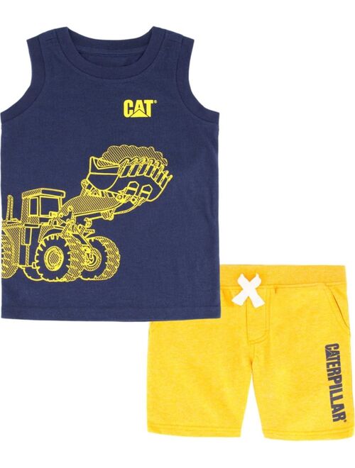 Caterpillar Little Boys Brand Graphics Muscle T-shirt and French Terry Shorts Set, 2 Piece