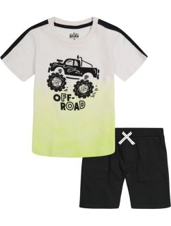 Toddler Boys 2 Piece Short Sleeve Gradient T-shirt and French Terry Shorts Set