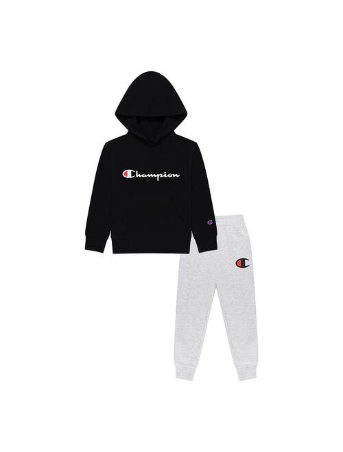 Boys 4-7 Champion Logo Script Graphic Hoodie & Branded Jogger Pants Set