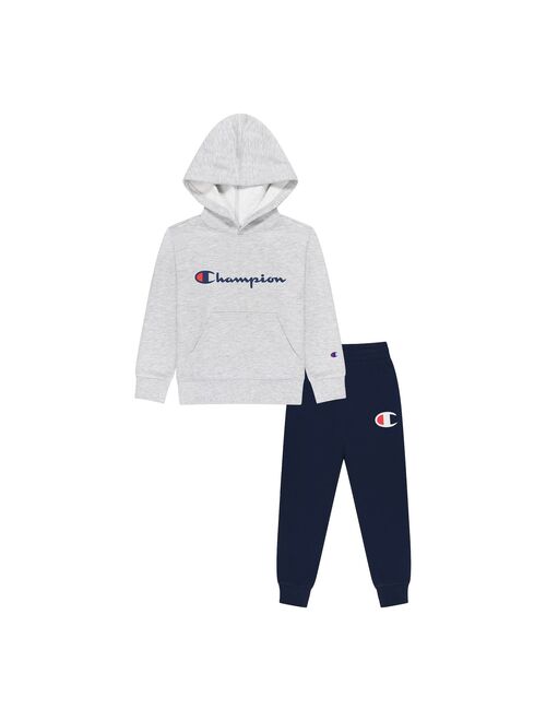 Boys 4-7 Champion Logo Script Graphic Hoodie & Branded Jogger Pants Set