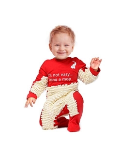 Gavvy Baby Cute Baby Mop Onesie, Funny Long Sleeve Romper, Perfect for a Crawling Baby