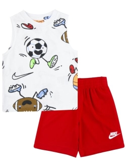 Toddler Boys Nikemoji Muscle T-shirt and Shorts, 2 Piece Set