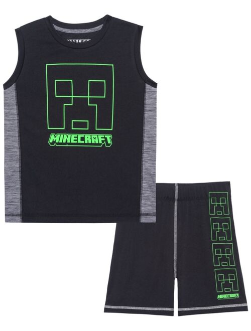 Toddler Boys Minecraft Creeper Active Tank, 2 Piece Set