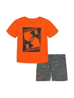 Boys 4-7 Under Armour UA Stamp Big Logo Graphic Tee & Shorts Set