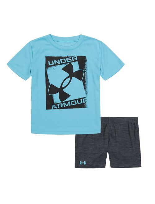 Boys 4-7 Under Armour UA Stamp Big Logo Graphic Tee & Shorts Set