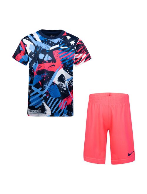 Boys 4-7 Nike Bold Patterned Tee & Shorts Set