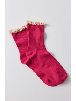 Ribbed Ruffle Ankle Sock