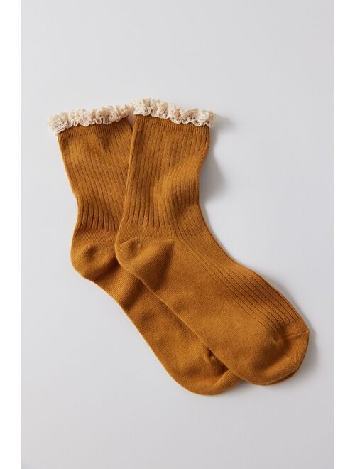 Urban Outfitters Ribbed Ruffle Ankle Sock