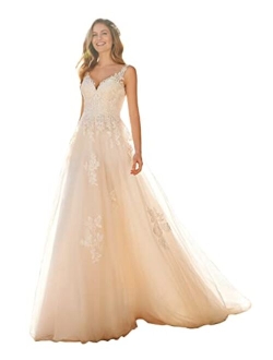 Clothfun Women's Lace Mermaid Wedding Dresses for Bride with Sleeves Bridal Gown