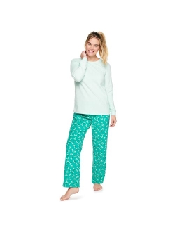Microfleece Long Sleeve Pajama Top & Pajama Bottoms Set