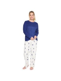 Microfleece Long Sleeve Pajama Top & Pajama Bottoms Set