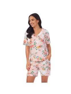 Cozy V-Neck Pajama Top and Pajama Bermuda Shorts Sleep Set