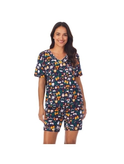 Cozy V-Neck Pajama Top and Pajama Bermuda Shorts Sleep Set