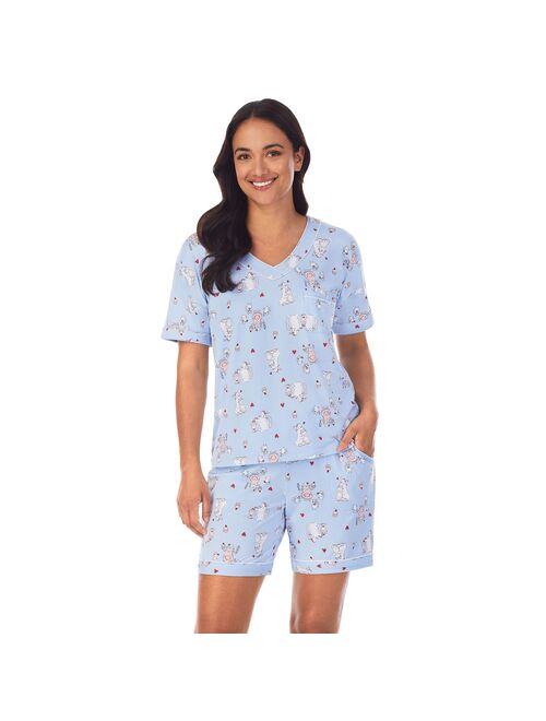 Women's Cuddl Duds Cozy V-Neck Pajama Top and Pajama Bermuda Shorts Sleep Set