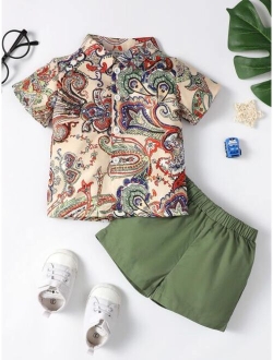 Baby Paisley Floral Print Shirt Shorts