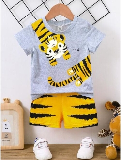 Baby Cartoon Letter Graphic Tee Shorts