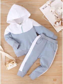 Baby Color Block Half Zip Hoodie Sweatpants