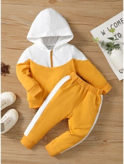 Baby Color Block Half Zip Hoodie Sweatpants