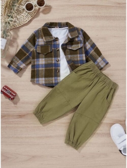 Baby Plaid Overcoat With Pants