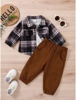 Baby Plaid Overcoat With Pants