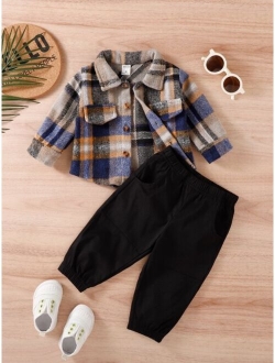 Baby Plaid Overcoat With Pants