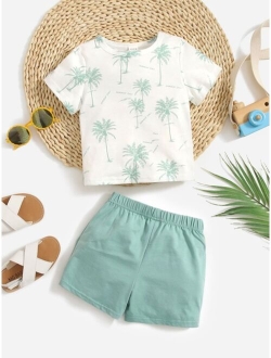 Baby Tropical Letter Graphic Tee Shorts