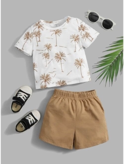 Baby Tropical Letter Graphic Tee Shorts