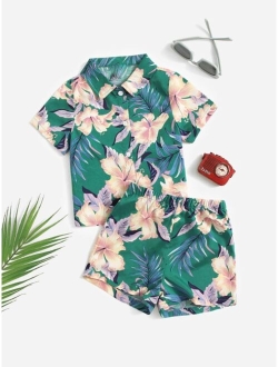 Baby Tropical Print Shirt Shorts