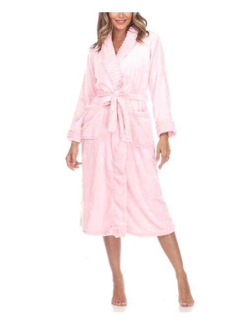 WHITE MARK Women's Long Cozy Loungewear Belted Robe