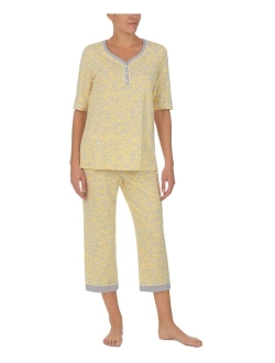 Henley Top & Cropped Pants Pajama Set