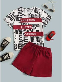 Toddler Boys Letter Graphic Tee Shorts