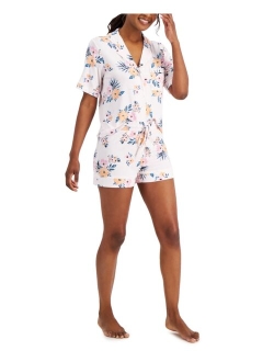 JENNI Women's Notch Collar Top & Shorts Sleep Set, Created for Macy's