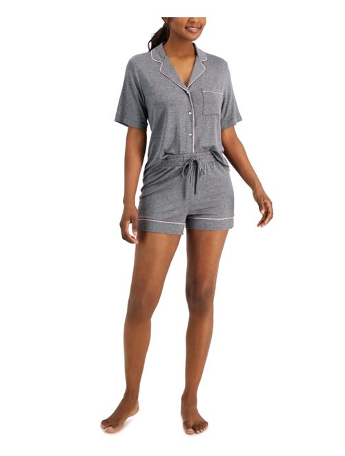 JENNI Women's Notch Collar Top & Shorts Sleep Set, Created for Macy's