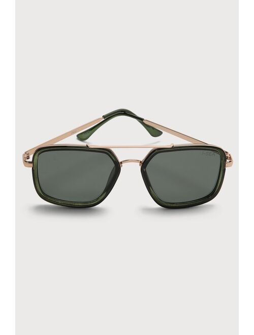 I-SEA Cruz Dark Green Aviator Sunglasses