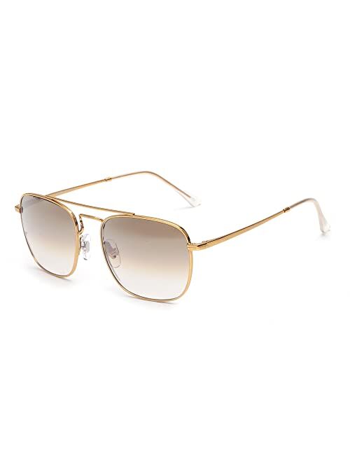 JIM HALO Retro Square Aviator Sunglasses Premium Glass Lens Flat Metal Eyewear Men Women