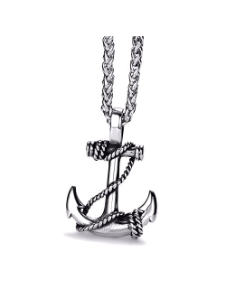 Vicima Anchor Necklace for Men Stainless Steel Navy Anchor Pendant with 24 Inch Chain