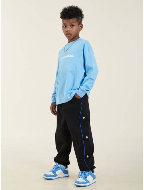 Shein Boys Contrast Piping Button Side Sweatpants