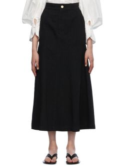 MAME KUROGOUCHI Black Paneled Denim Skirt