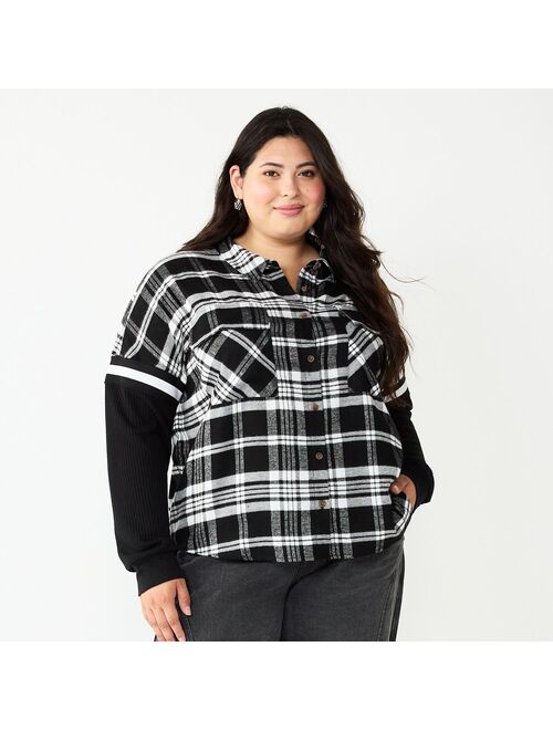 Juniors' Plus Size SO Fashion Flannel Shirt