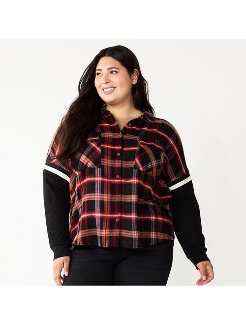 Juniors' Plus Size SO Fashion Flannel Shirt