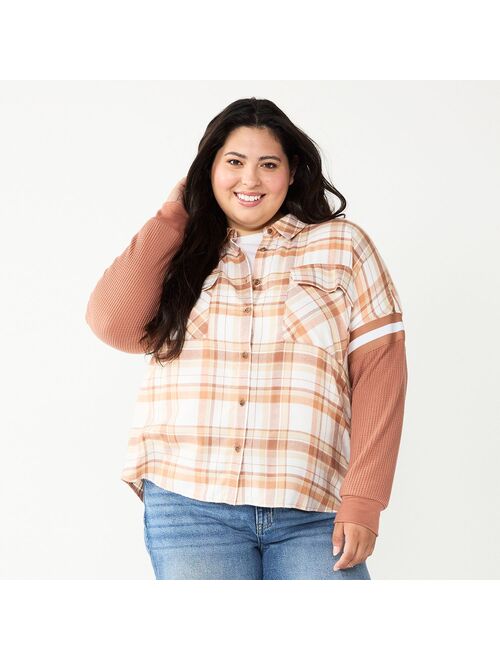 Juniors' Plus Size SO Fashion Flannel Shirt