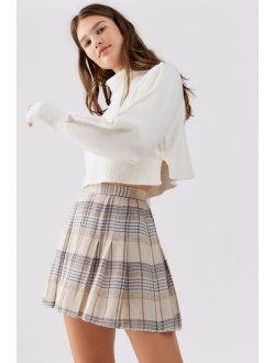 Remade Plaid Pleated Mini Skirt