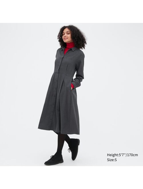 Uniqlo Soft Flannel Long-Sleeve Flare Dress