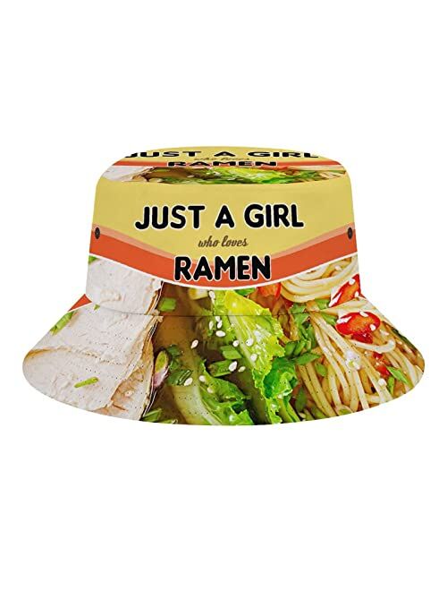 Alziva Ramen Noodle Chicken Bucket Hat Unisex Fashion Summer Beach Fisherman Hat Packable Sun Hats Outdoor Cap