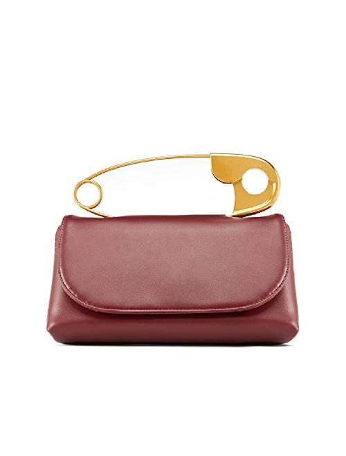 Suns Big Pin Design Clutch, Soft And High-Texture Handbag, Fashion Chain Shoulder Bag