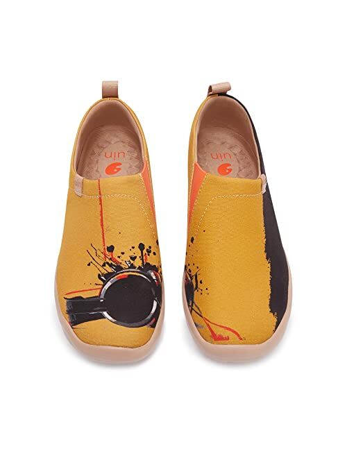 UIN Women's Slip On Loafers Canvas Lightweight Flats Sneakers Love & Humans Walking Casual Art Painted Travel Shoes Amour