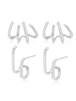 Morotole 925 Sterling Silver Claw Earrings Claw Cuff Earrings for Women Earrings that Look Like Multiple Piercings Gold Silver Ear Crawler Earrings Teen Girls