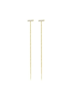 Benevolence La 14k Gold Chain Earrings for Women, Gold Threader Earrings for Women | Double Piercing Earrings, Thread Earrings | Gold Drop Earrings, Dangle Earrings, Long