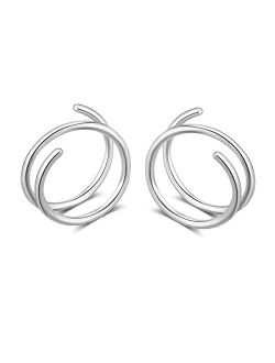 Goenjoy Double Hoop Earrings for Single PiercingDouble Earrings for One Hole GoldFake Piercing Silver Double Earring, Handmade Cartilage Piercing, Twist Double Hoop Huggi