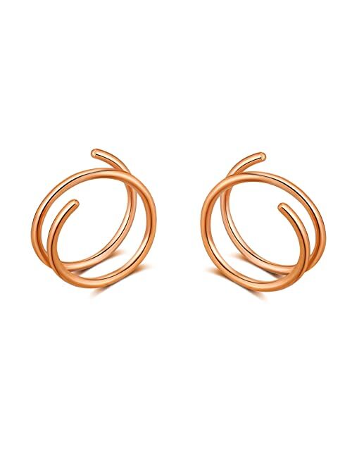 Goenjoy Double Hoop Earrings for Single PiercingDouble Earrings for One Hole GoldFake Piercing Silver Double Earring, Handmade Cartilage Piercing, Twist Double Hoop Huggi